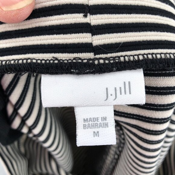 J Jill Skirt Women Medium Ivory Stripe Knee Length Straight Pull On Stretch Knit - Picture 6 of 10